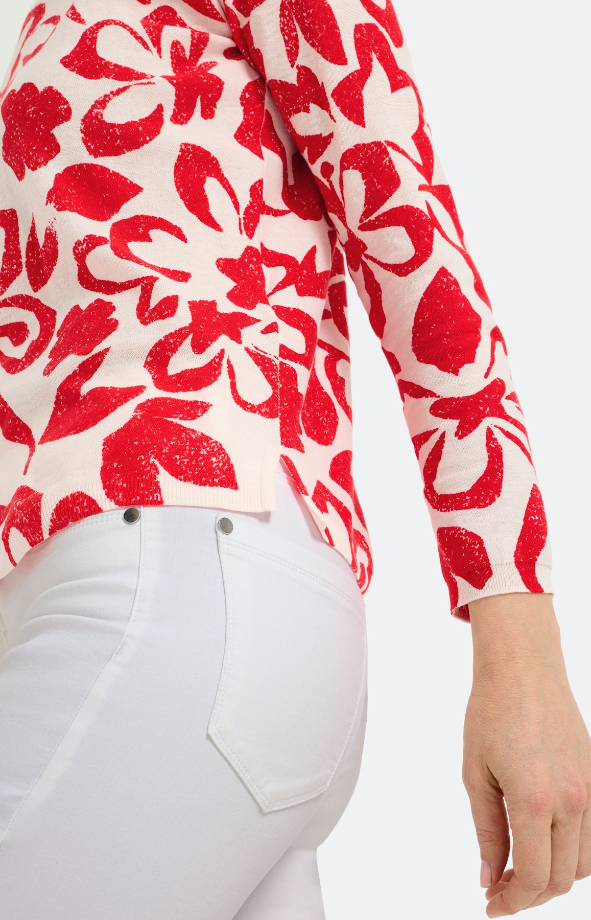 Trui met bloemenprint, rood