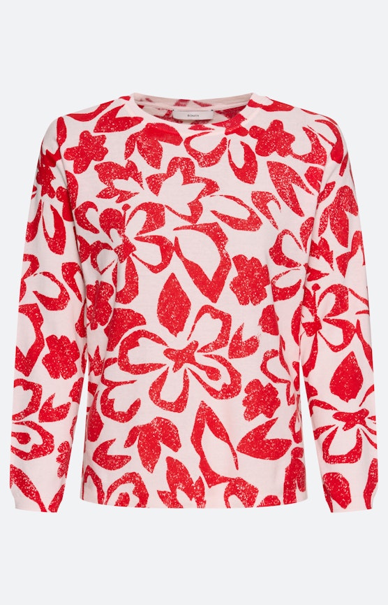 Trui met bloemenprint, rood