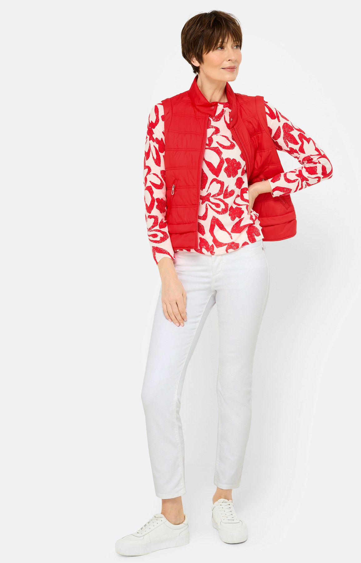 Trui met bloemenprint, rood