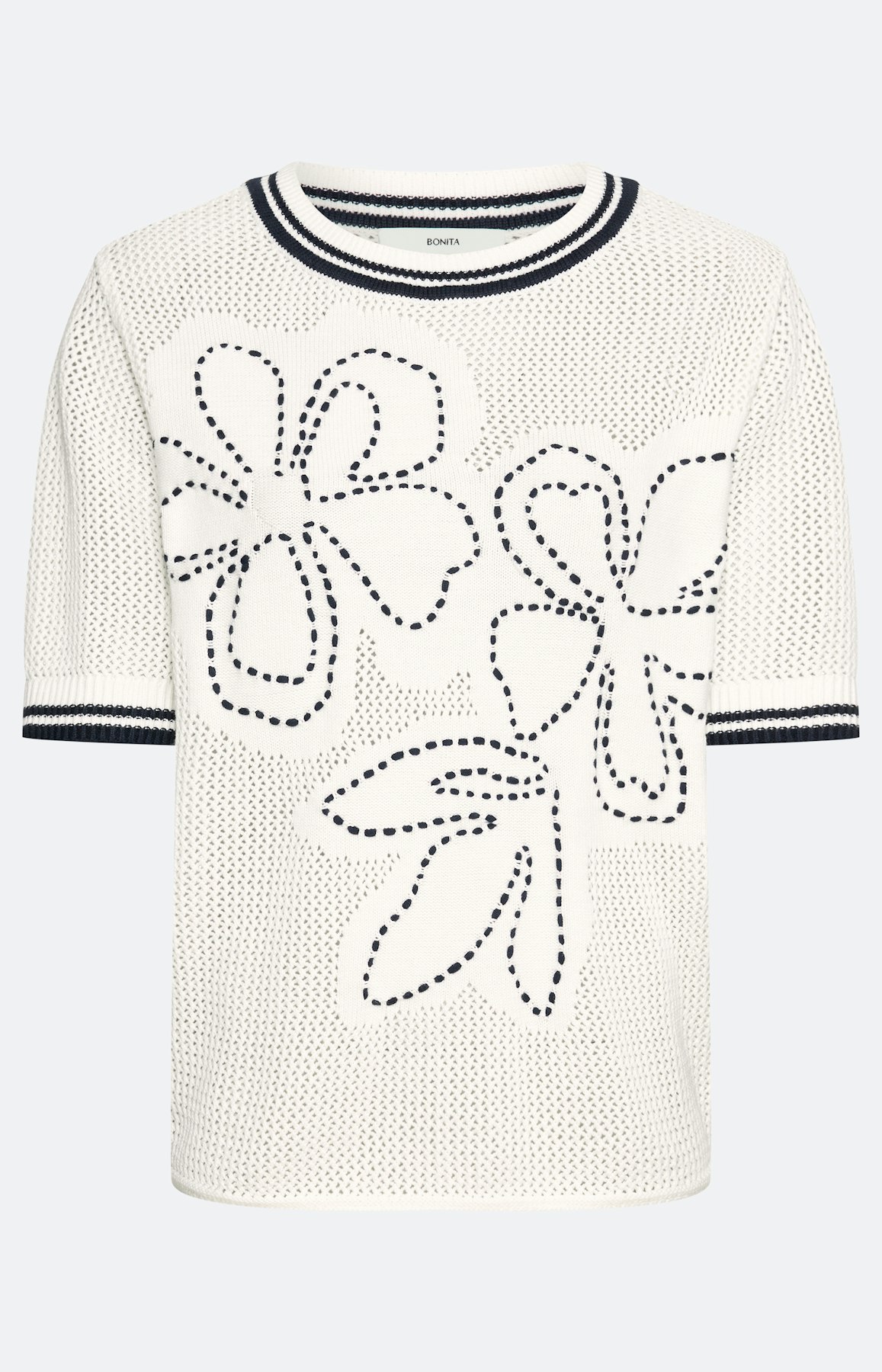 Gebreide trui met bloemendessin, wit