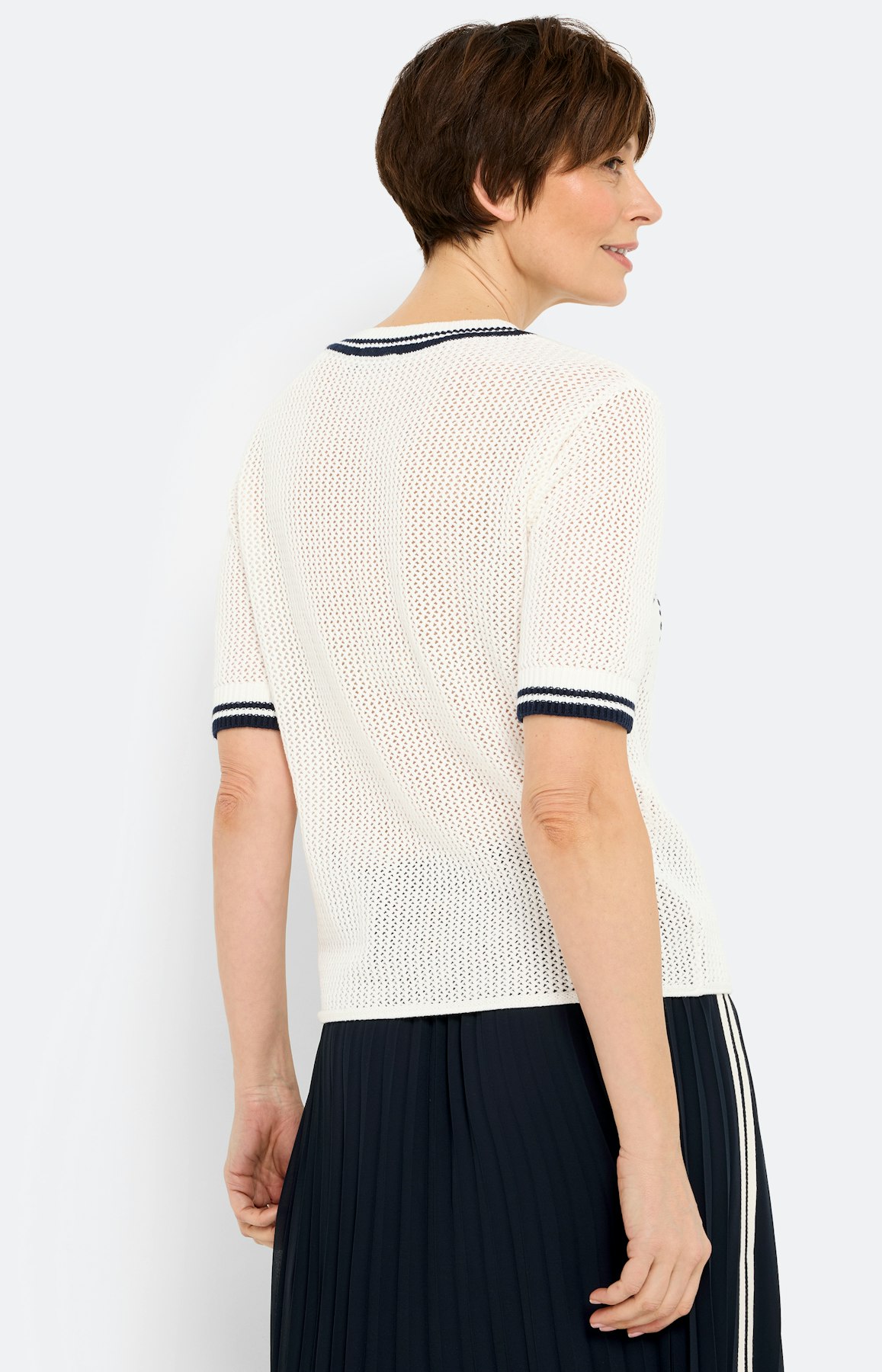 Gebreide trui met bloemendessin, wit