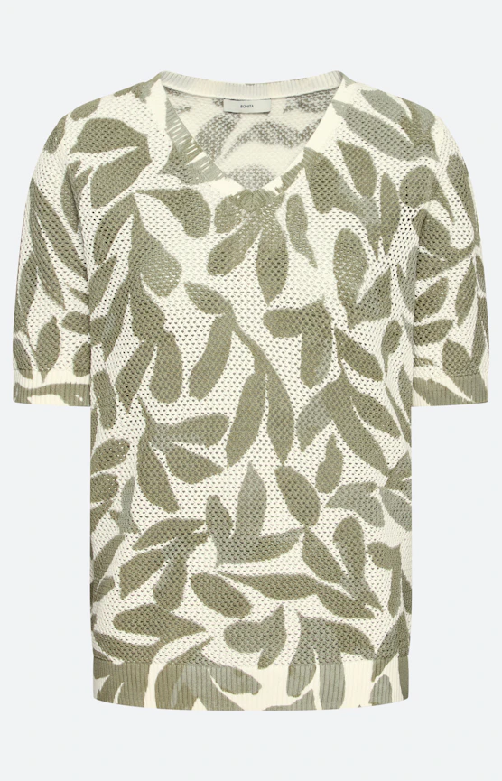 Trui met ajourmotief, lichtkaki