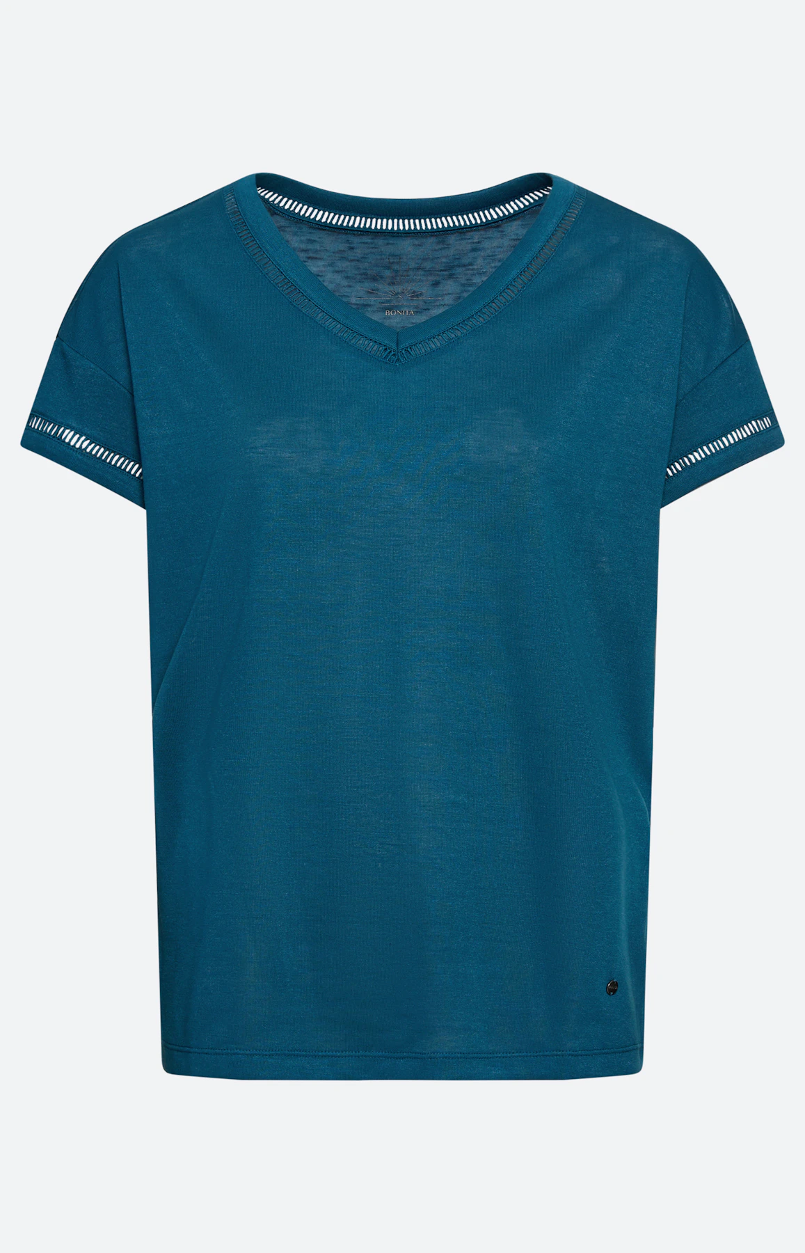 T-shirt met gehaakte tape, petrol