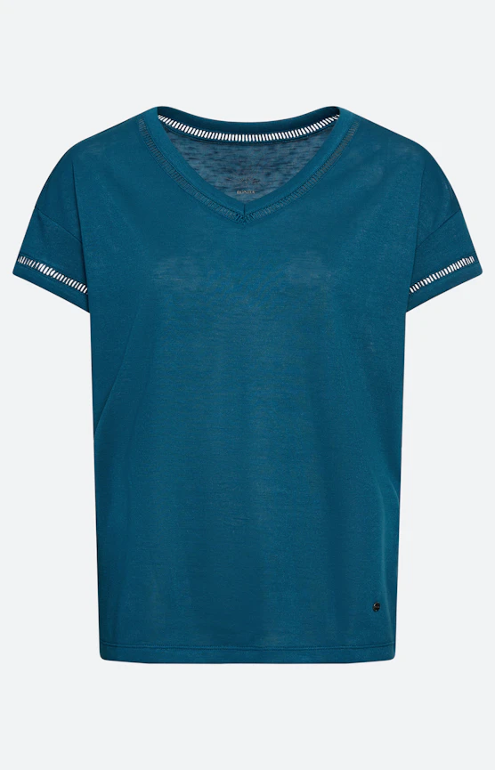 T-shirt met gehaakte tape, petrol