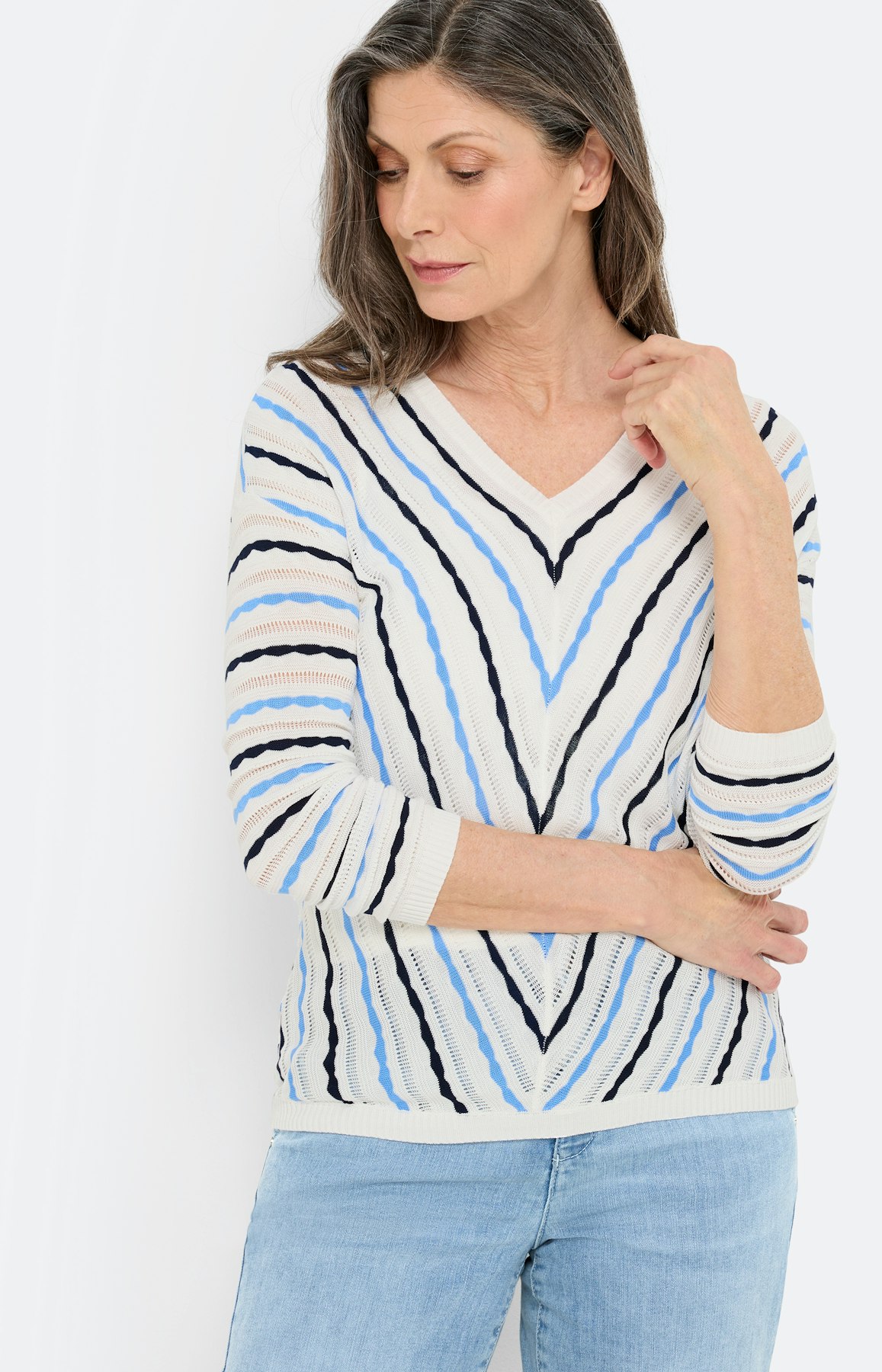 Trui met streepdessin, navy