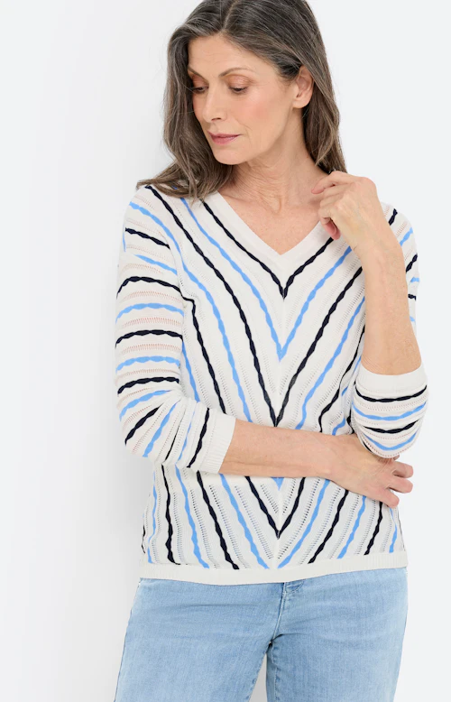 Trui met streepdessin, navy