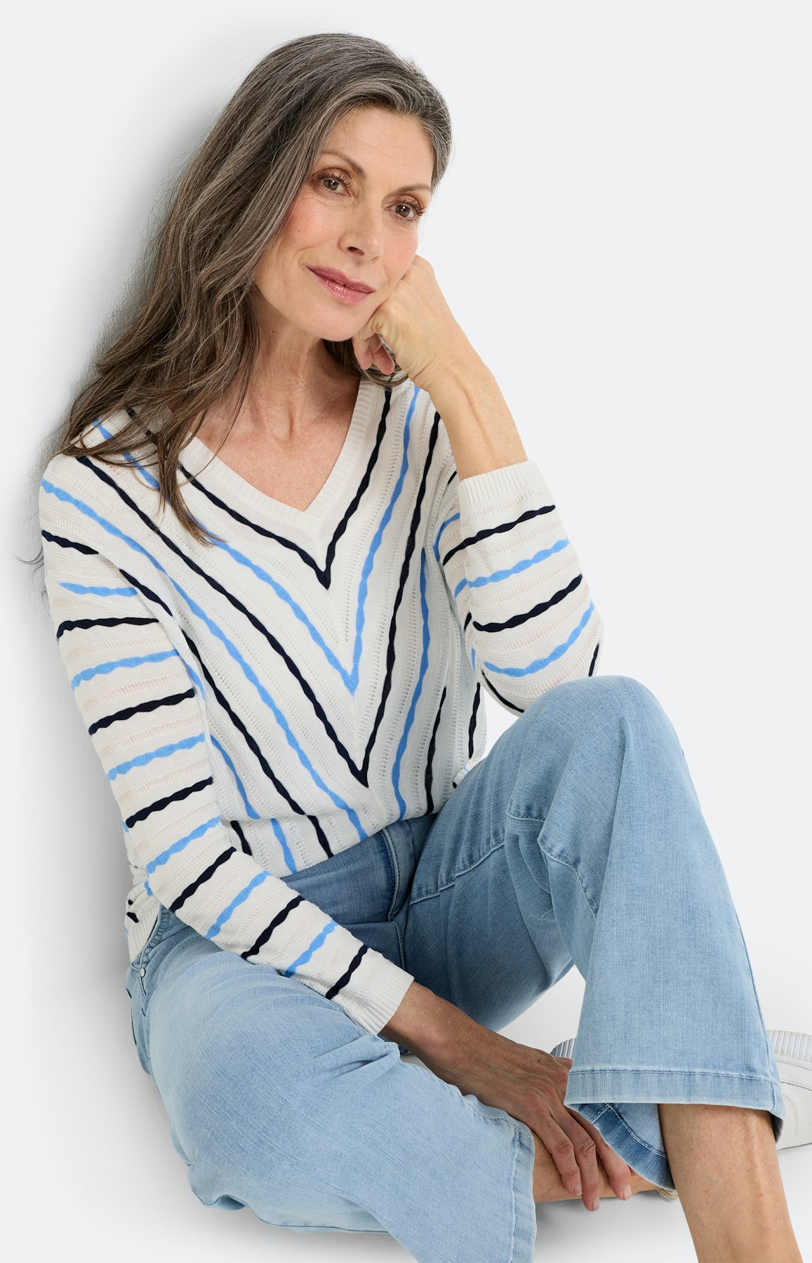 Trui met streepdessin, navy