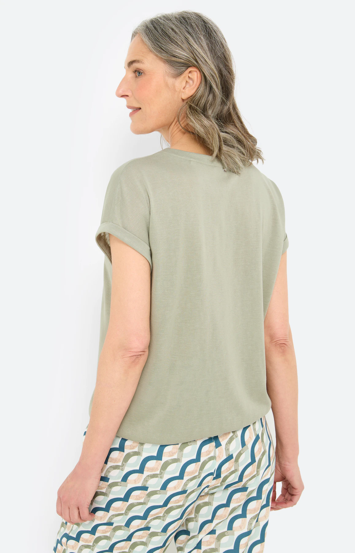 T-shirt met elastische zoom, grasgroen