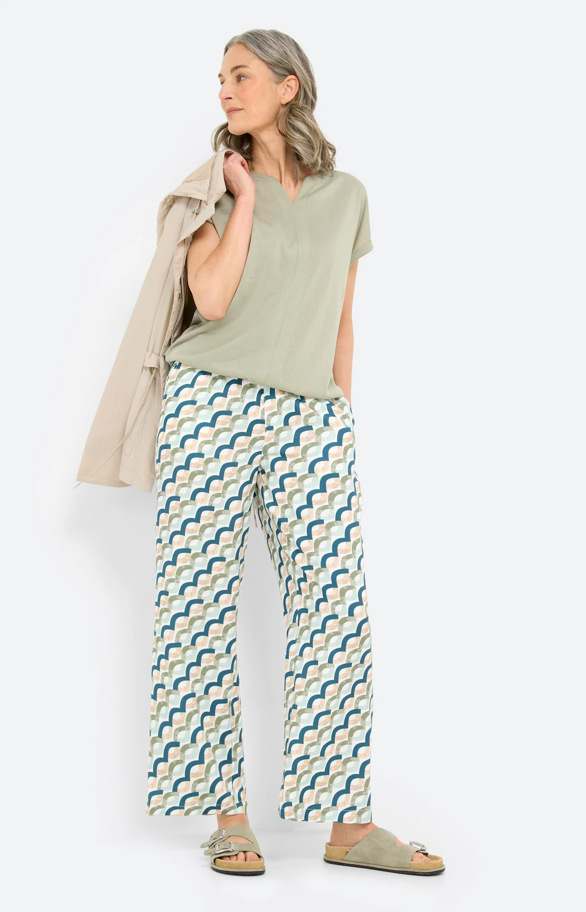 T-shirt met elastische zoom, grasgroen