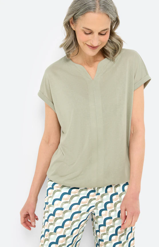 T-shirt met elastische zoom, grasgroen