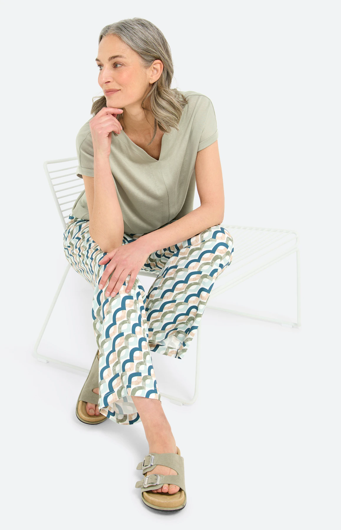 T-shirt met elastische zoom, grasgroen