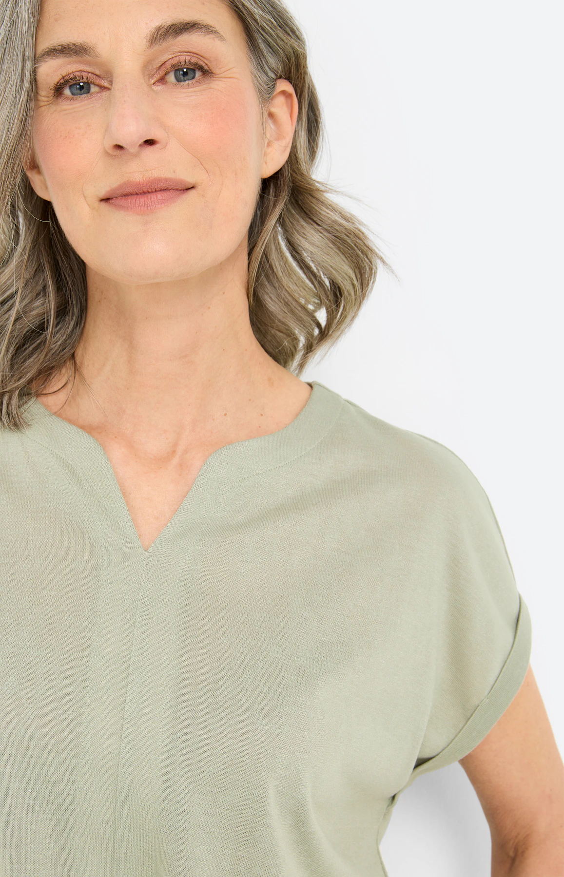 T-shirt met elastische zoom, grasgroen