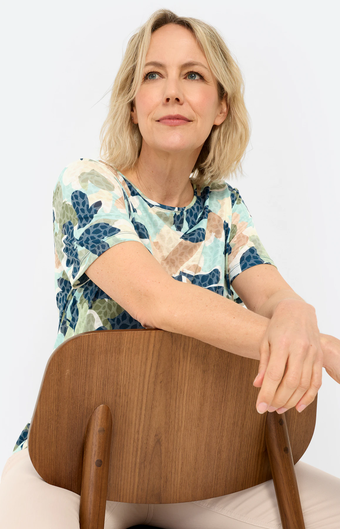 T-shirt met etskanteffect, mint