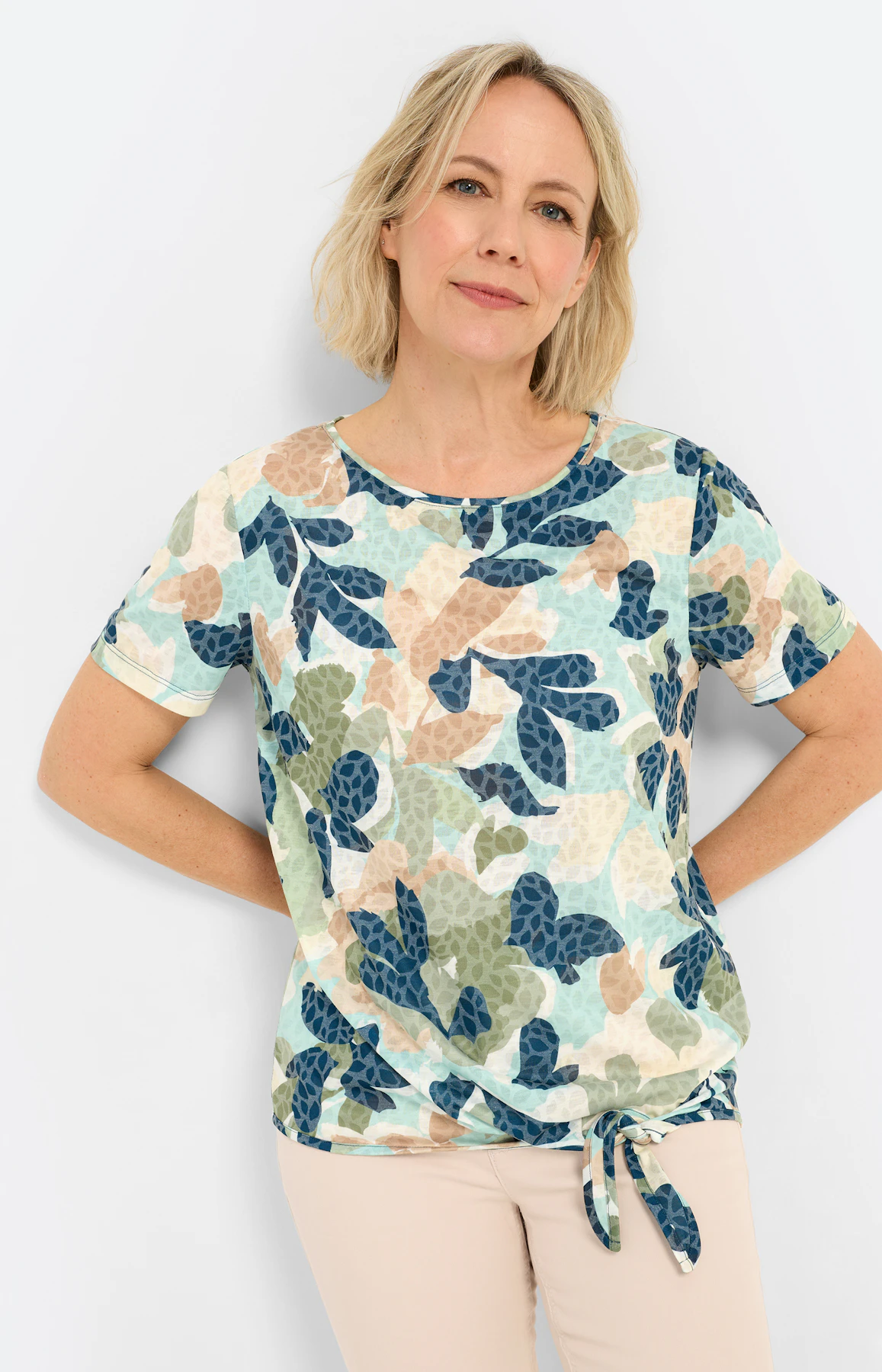 T-shirt met etskanteffect, mint