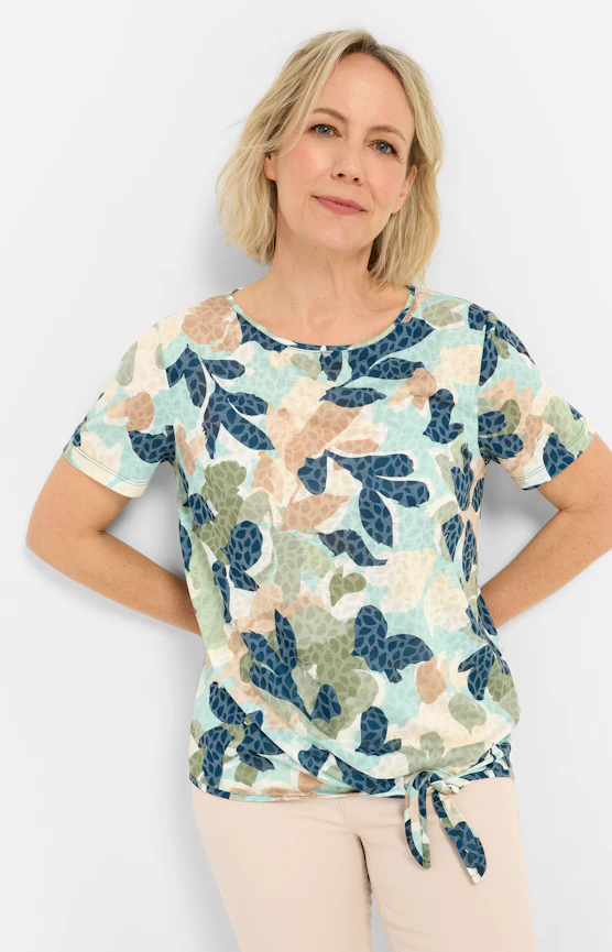 T-shirt met etskanteffect, mint