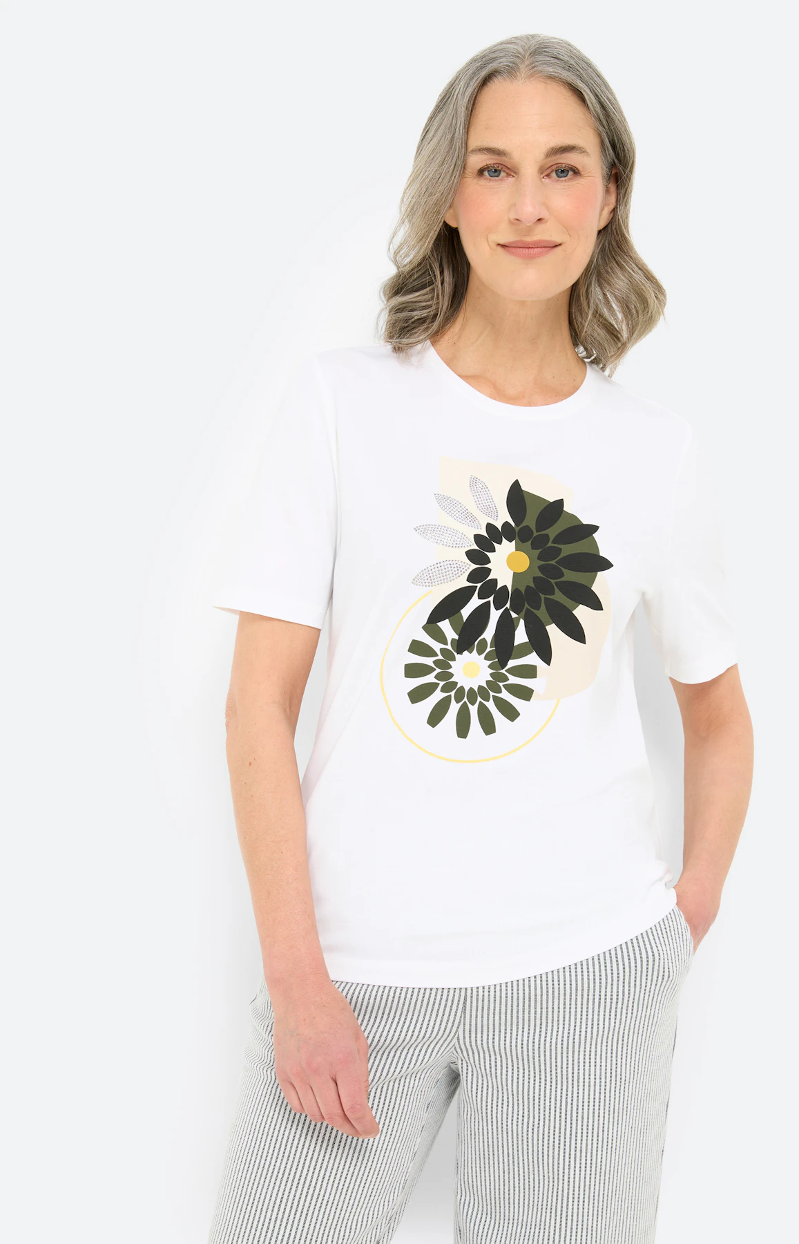 T-shirt met frontprint, donkergroen