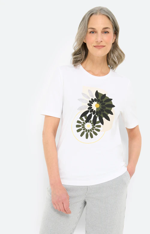 T-shirt met frontprint, donkergroen