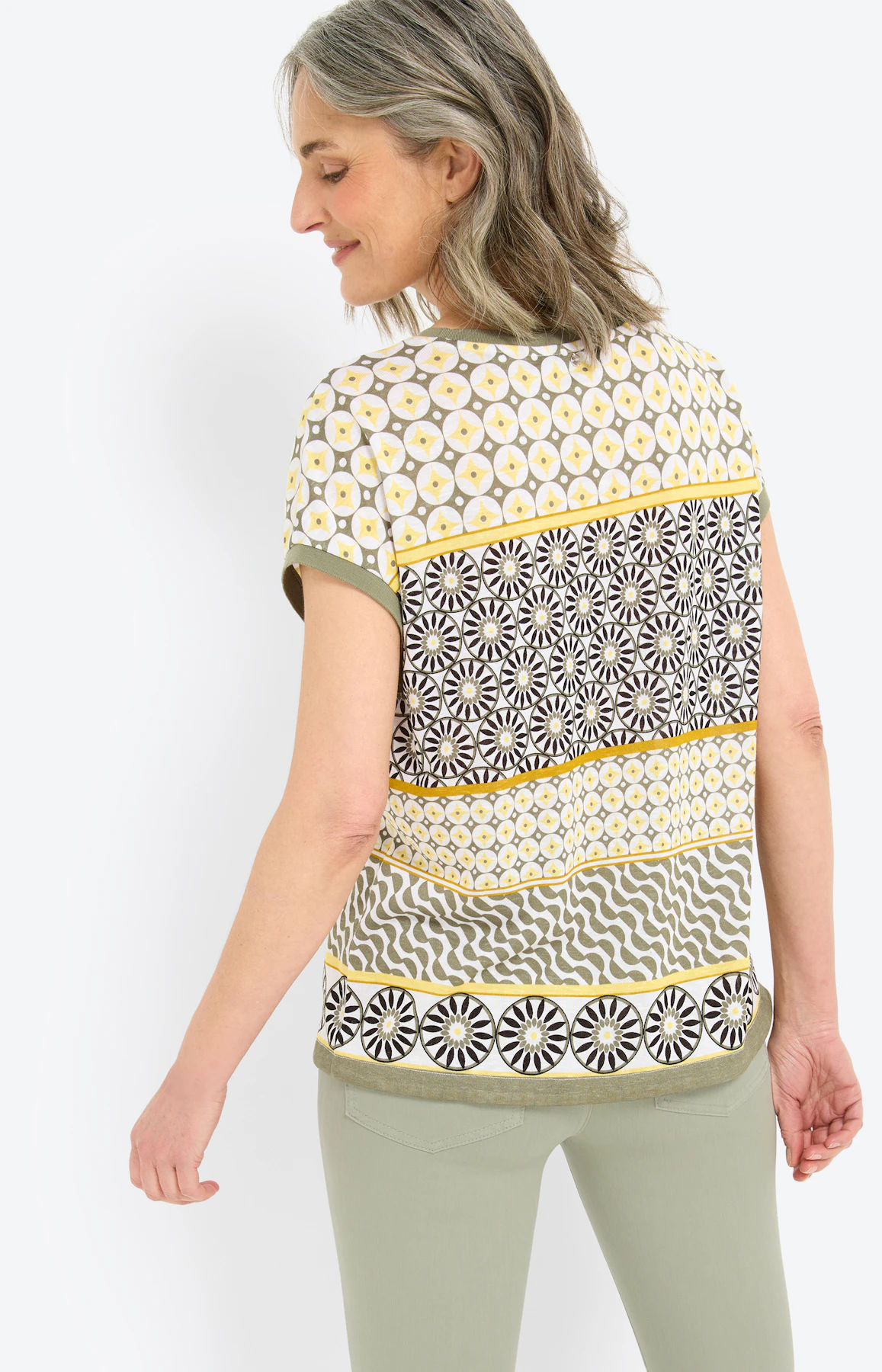 T-shirt met mix van motieven, geel