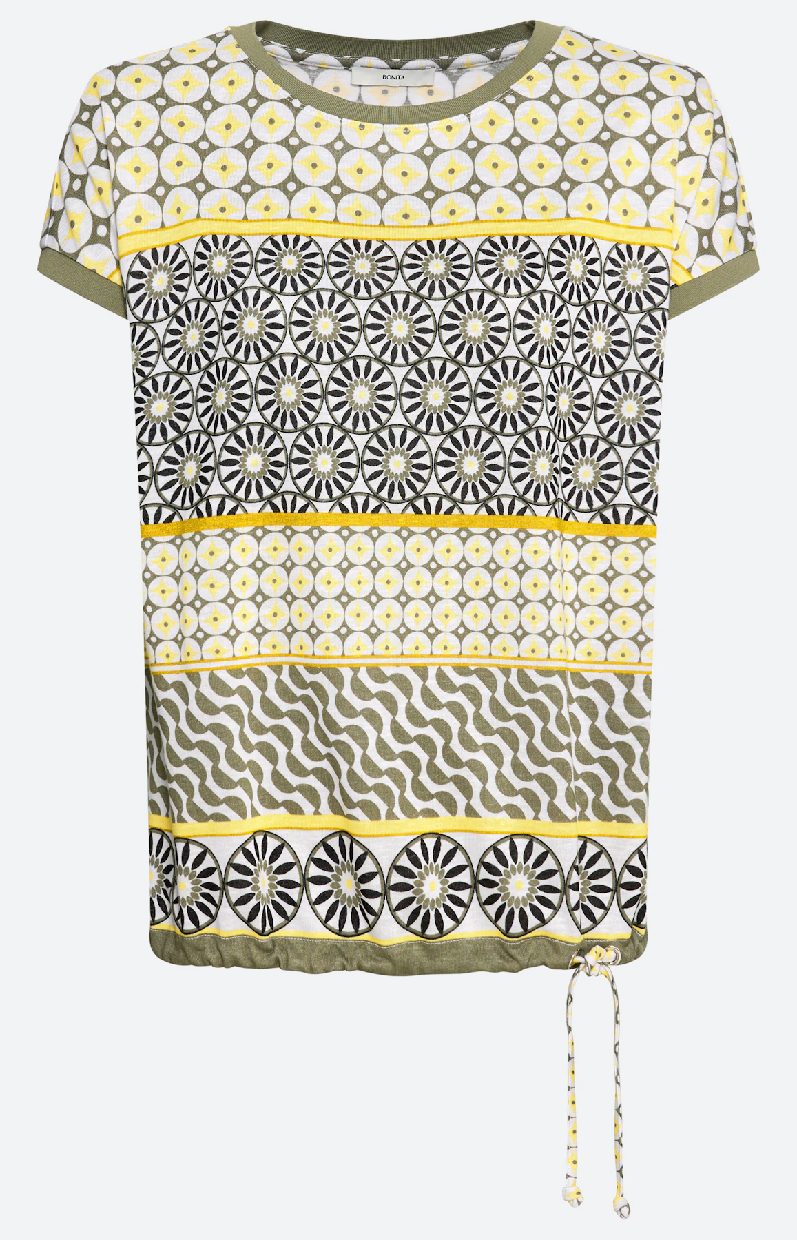 T-shirt met mix van motieven, geel