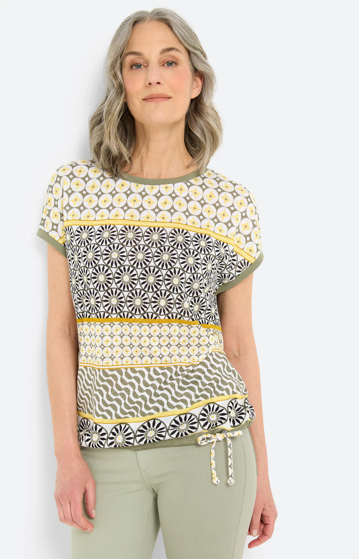 T-shirt met mix van motieven, geel