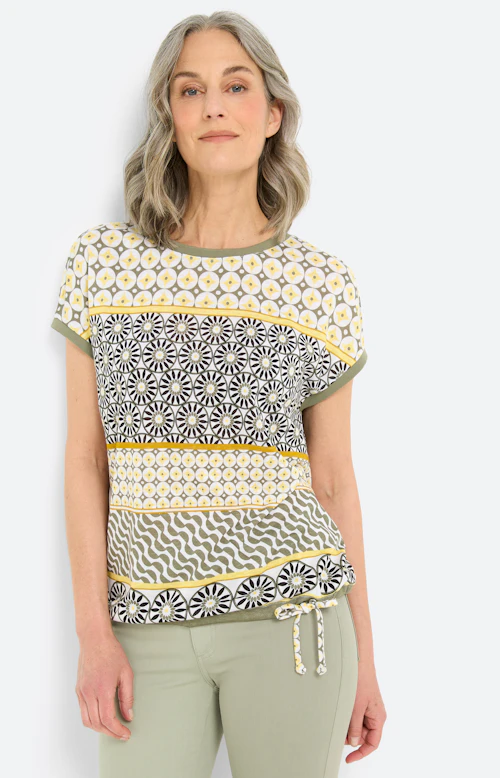 T-shirt met mix van motieven, geel