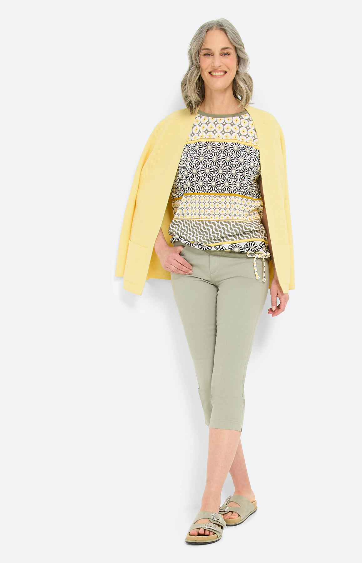 T-shirt met mix van motieven, geel