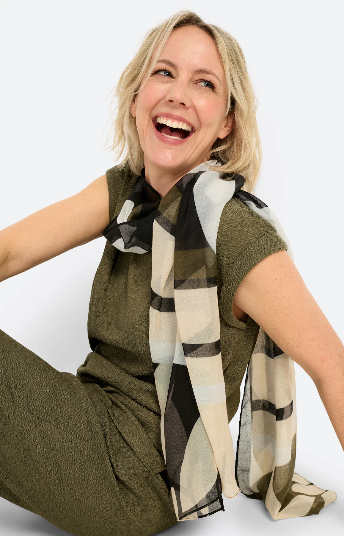 T-shirt met kreukstructuur, donkergroen