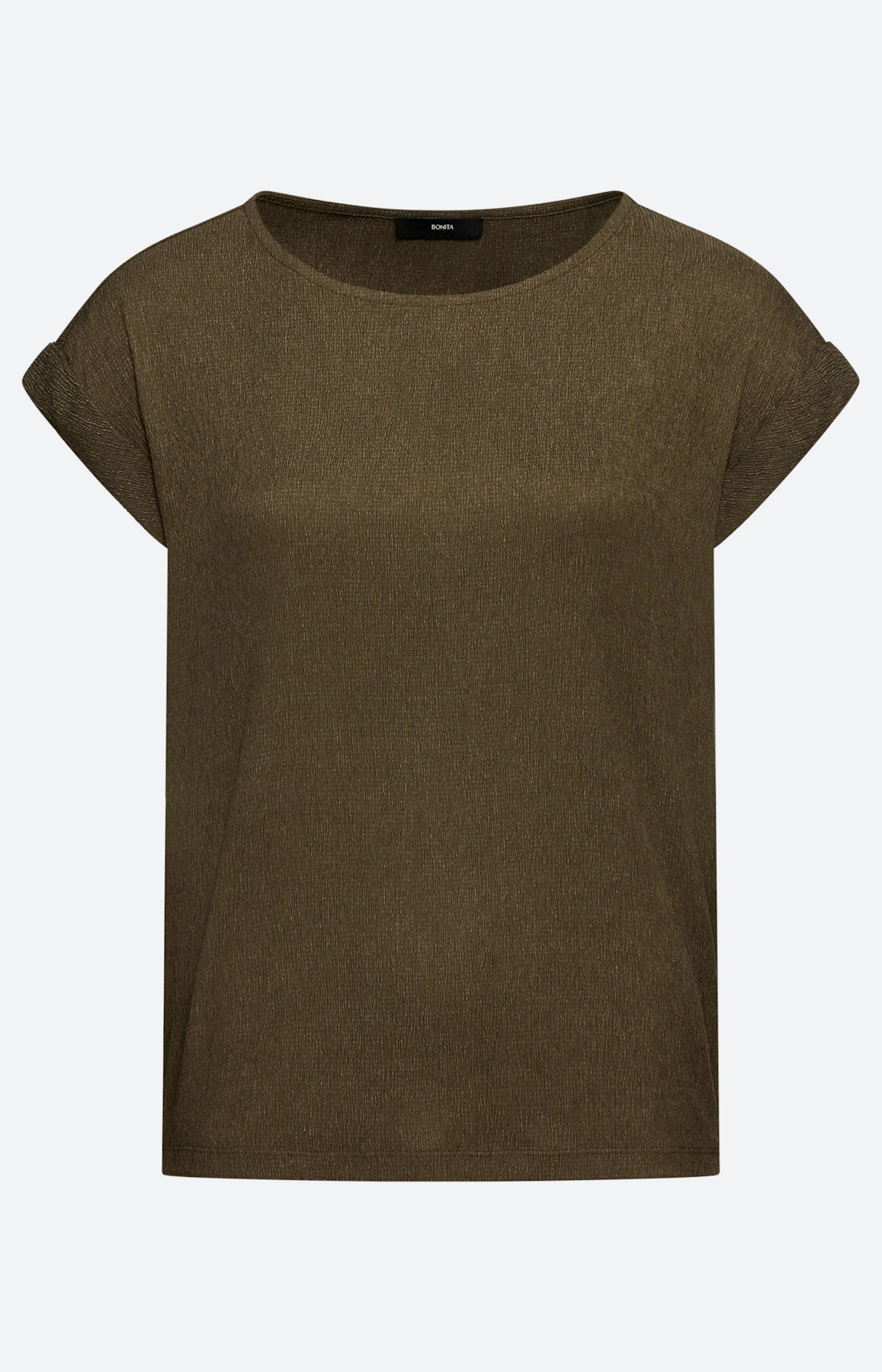 T-shirt met kreukstructuur, donkergroen