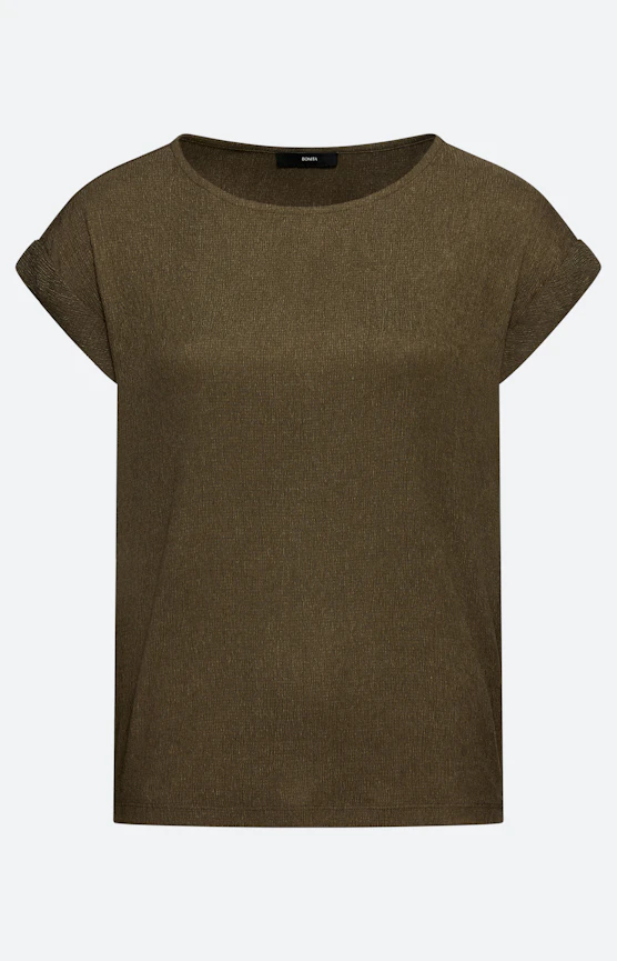 T-Shirt mit Knitterstruktur, dunkelgrün