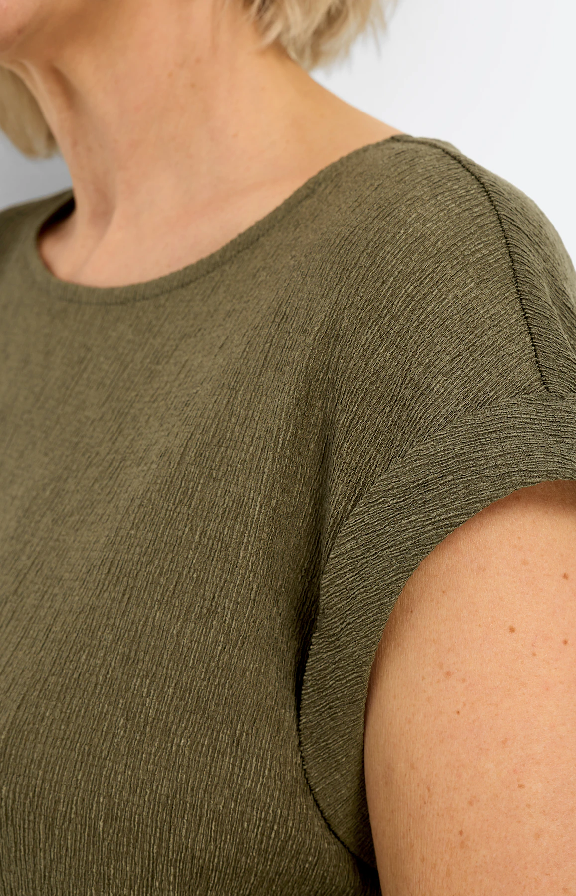 T-shirt met kreukstructuur, donkergroen