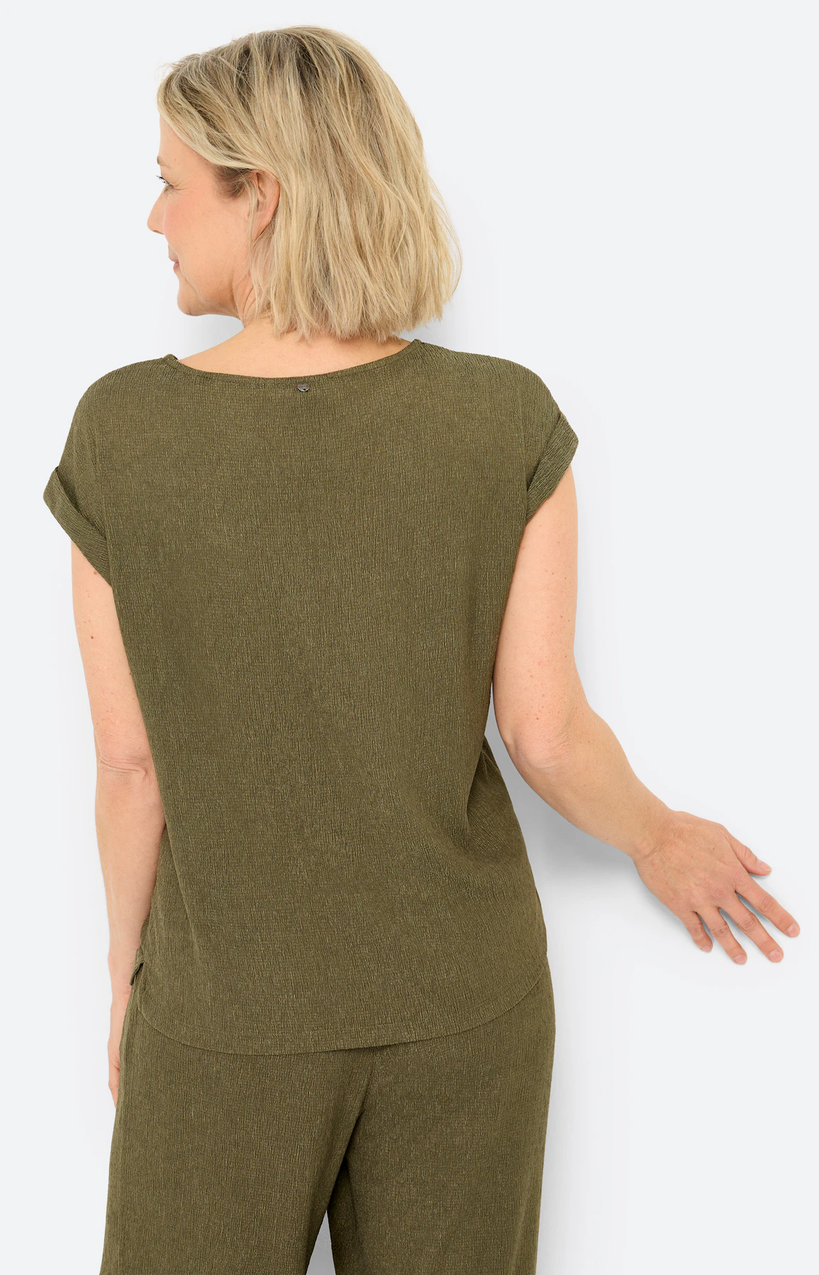 T-shirt met kreukstructuur, donkergroen