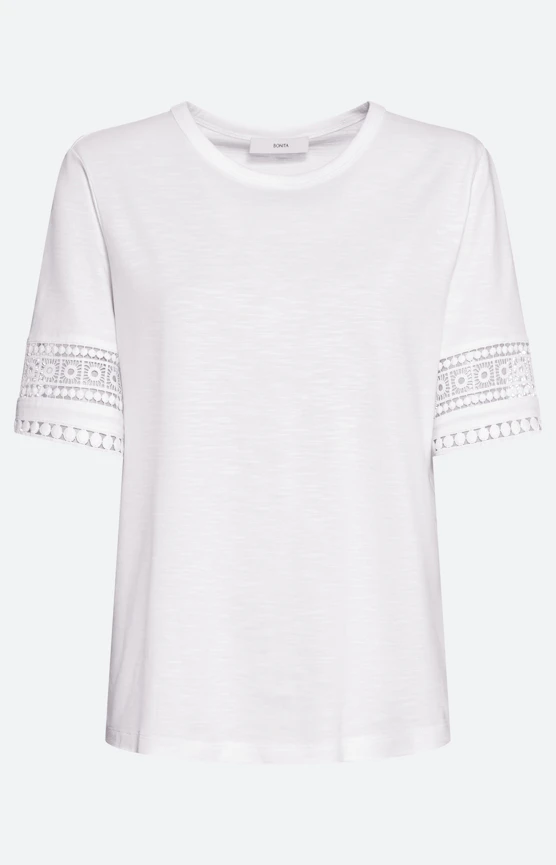 T-Shirt mit gehäkeltem Tape, weiß