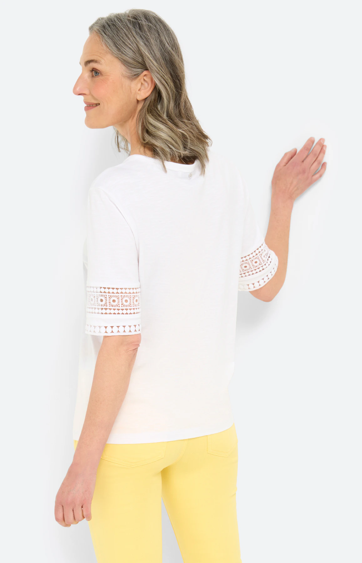 T-shirt met gehaakte tape, wit