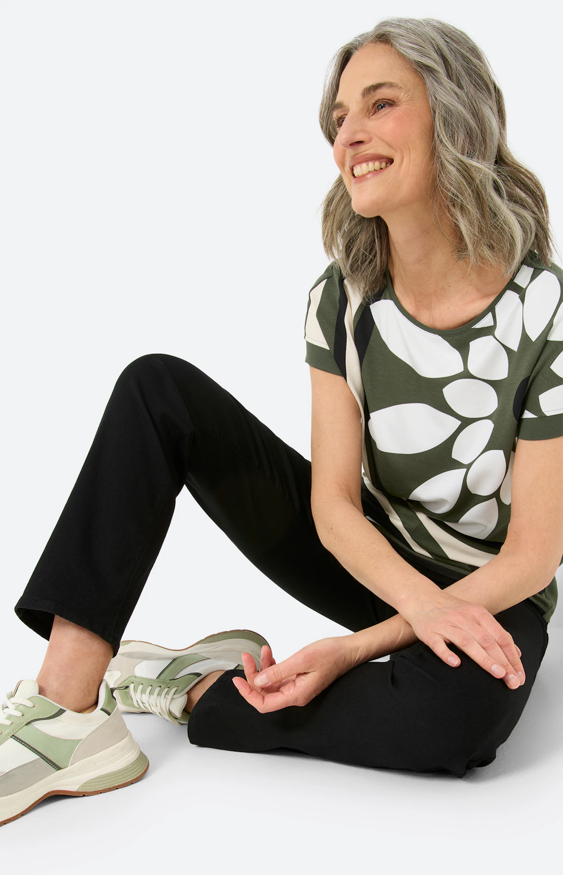 T-shirt met print voor, donkergroen