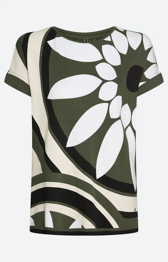 T-Shirt mit bedruckter Front, dunkelgrün