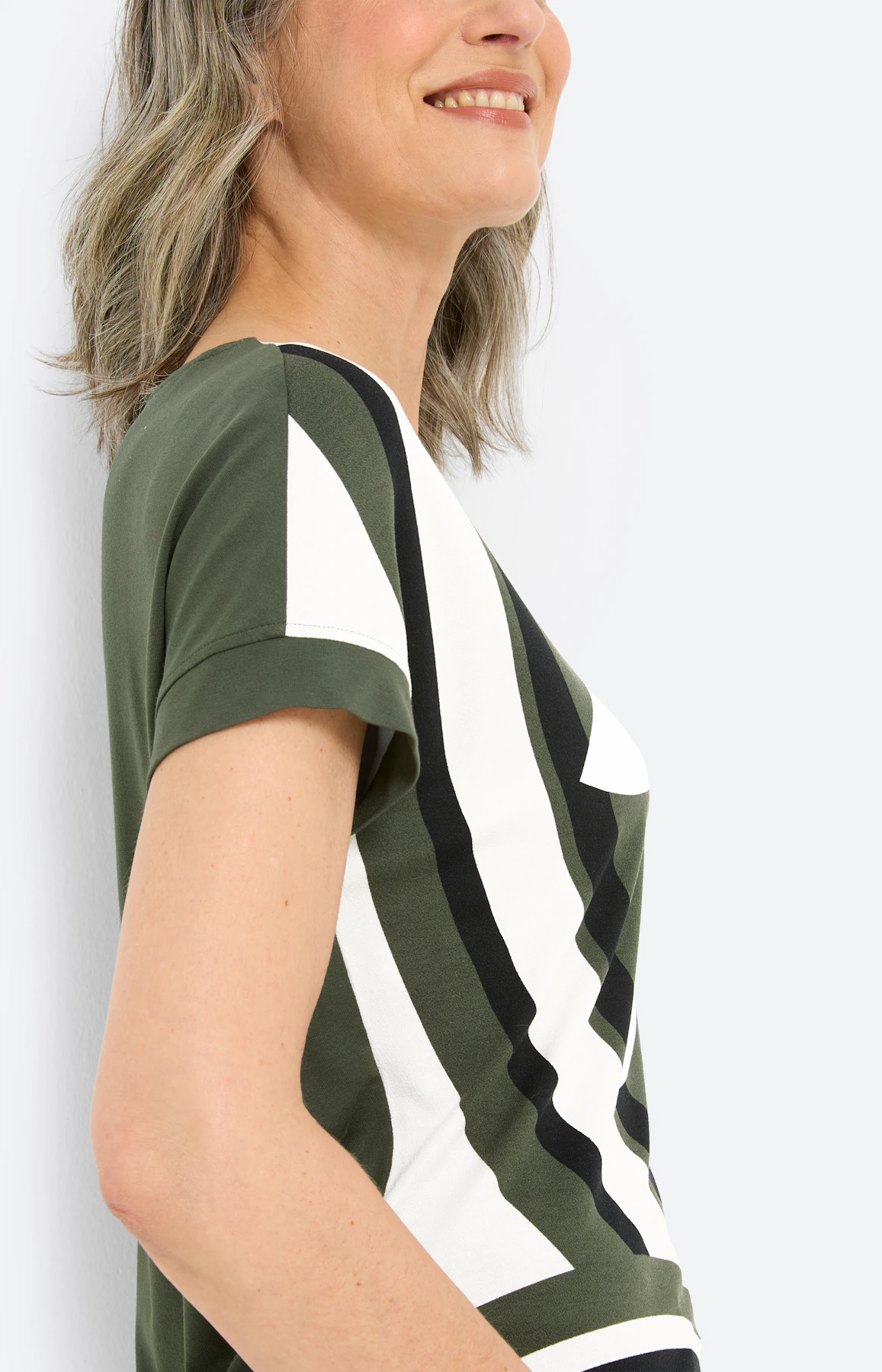 T-shirt met print voor, donkergroen