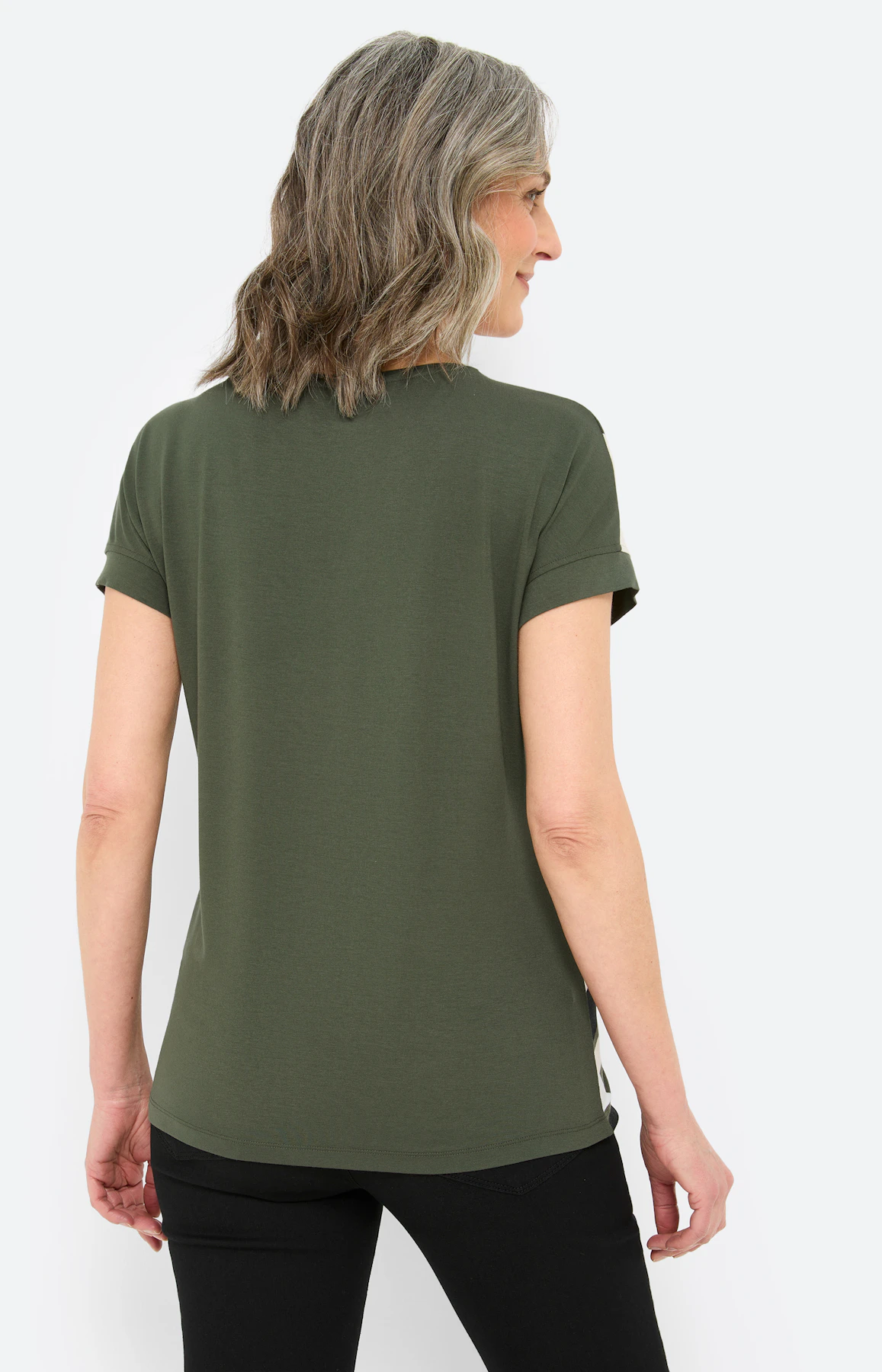 T-shirt met print voor, donkergroen