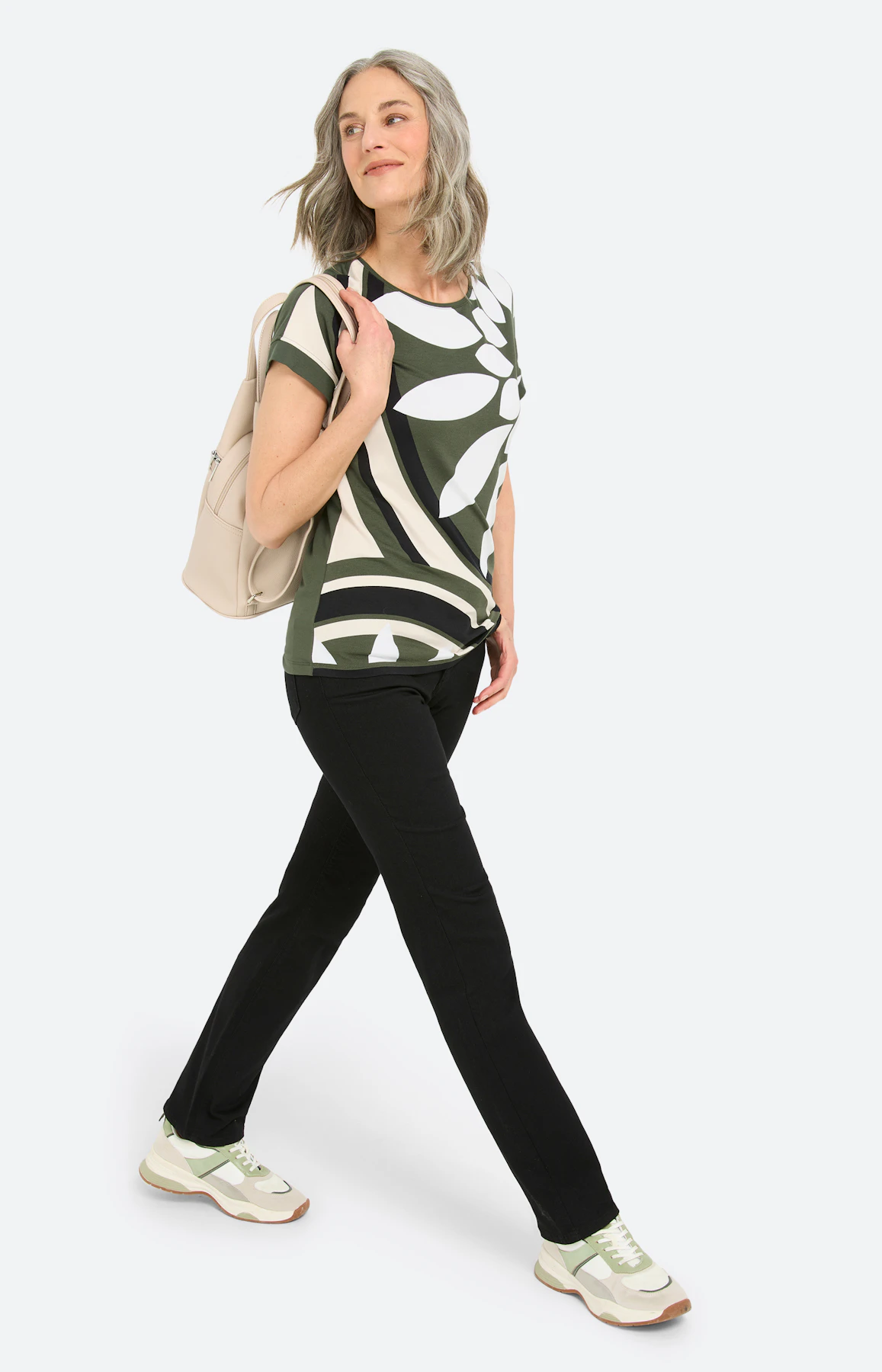 T-shirt met print voor, donkergroen