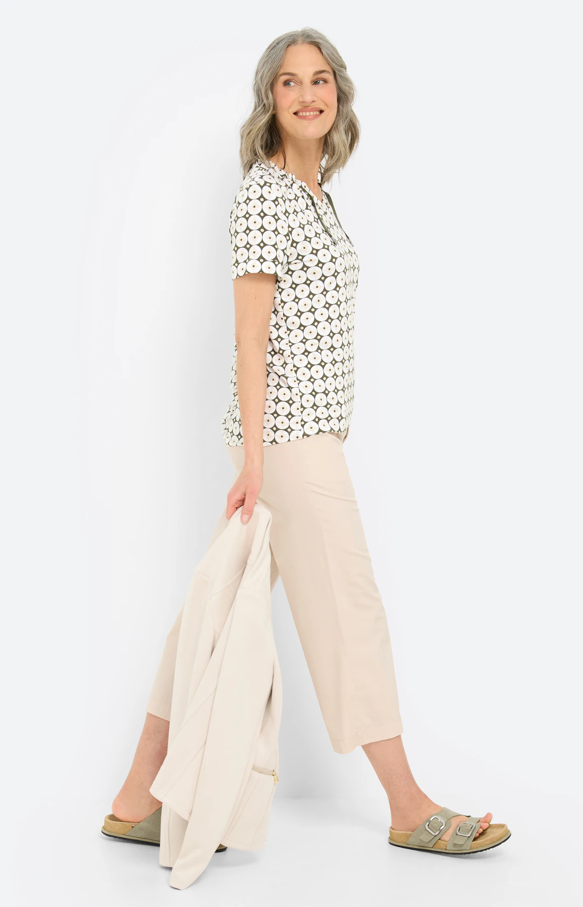 T-shirt met grafisch motief, donkergroen