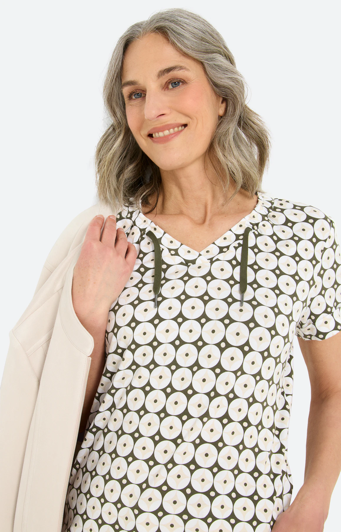 T-shirt met grafisch motief, donkergroen