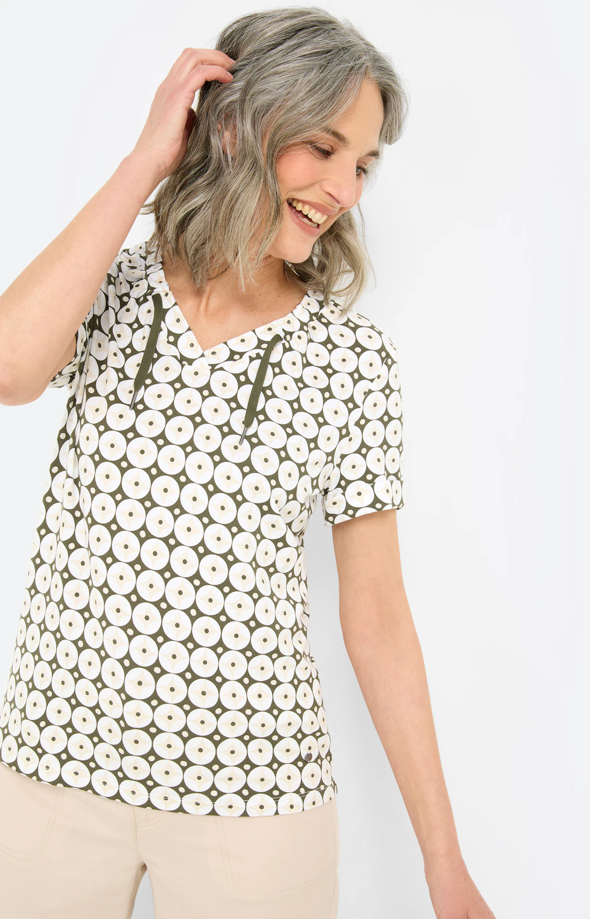 T-shirt met grafisch motief, donkergroen