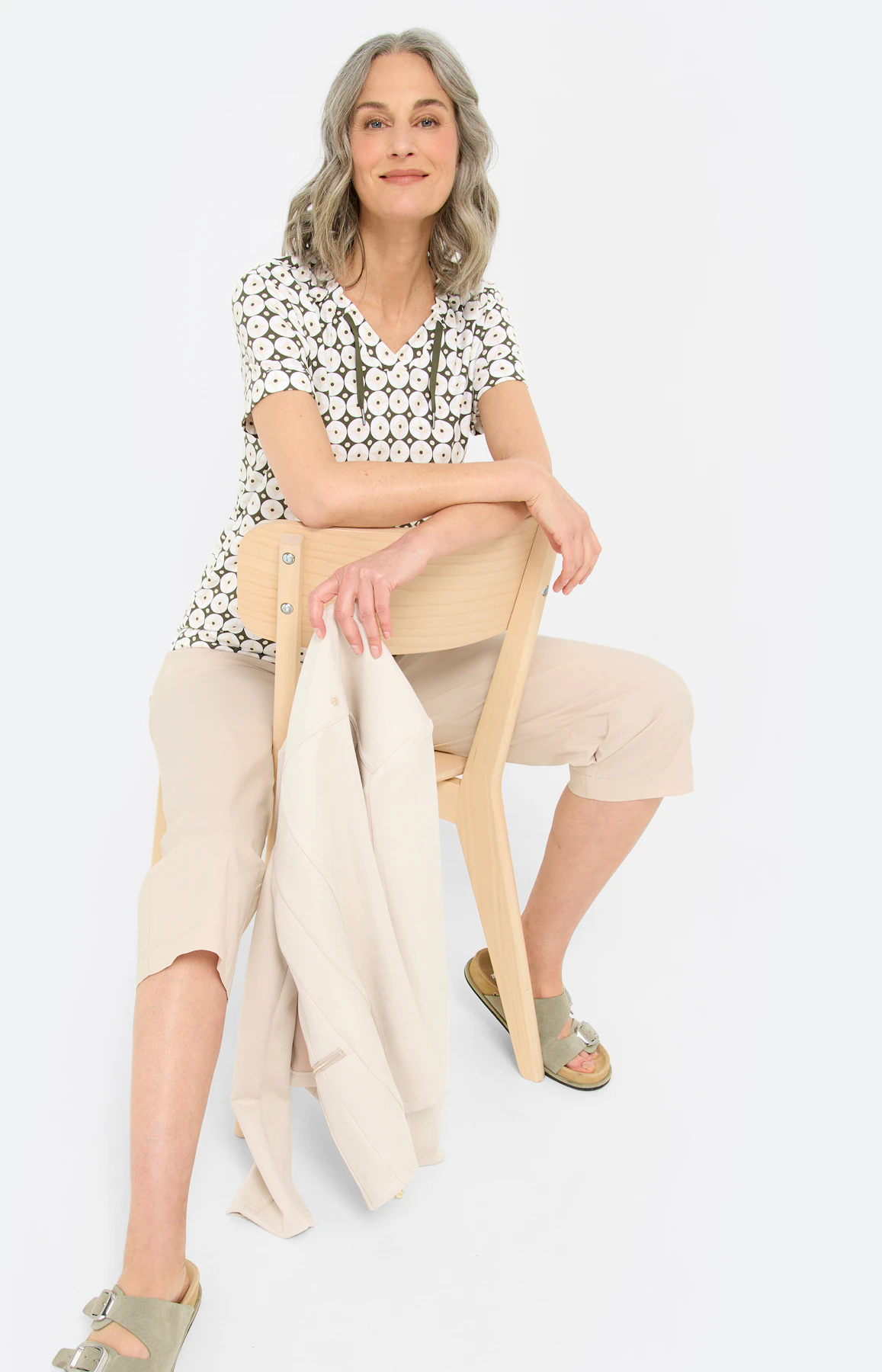 T-shirt met grafisch motief, donkergroen