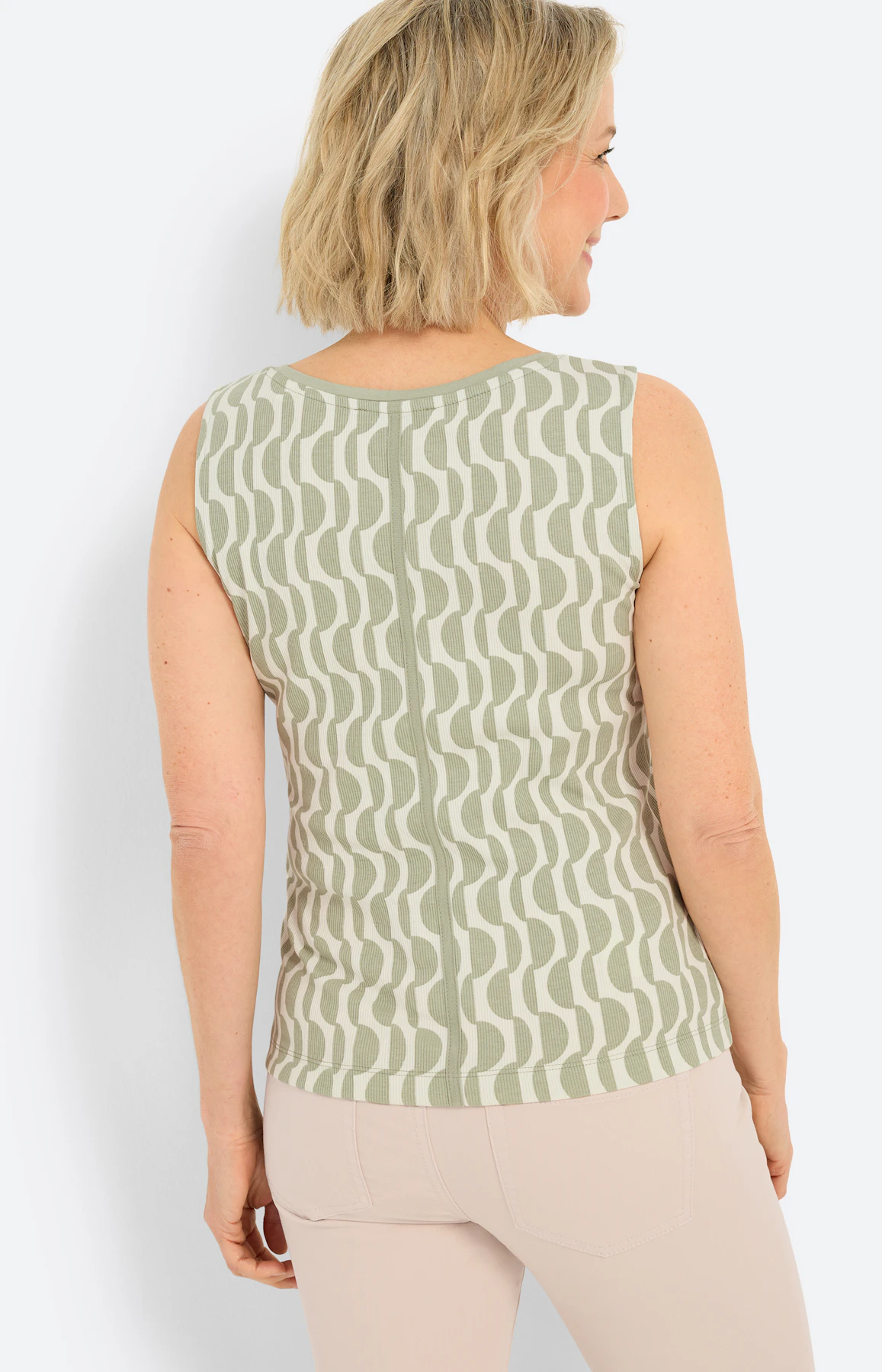 Twinset top, grafisch motief, grasgroen