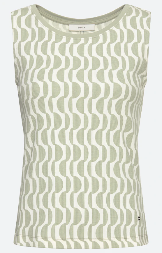 Twinset top, grafisch motief, grasgroen