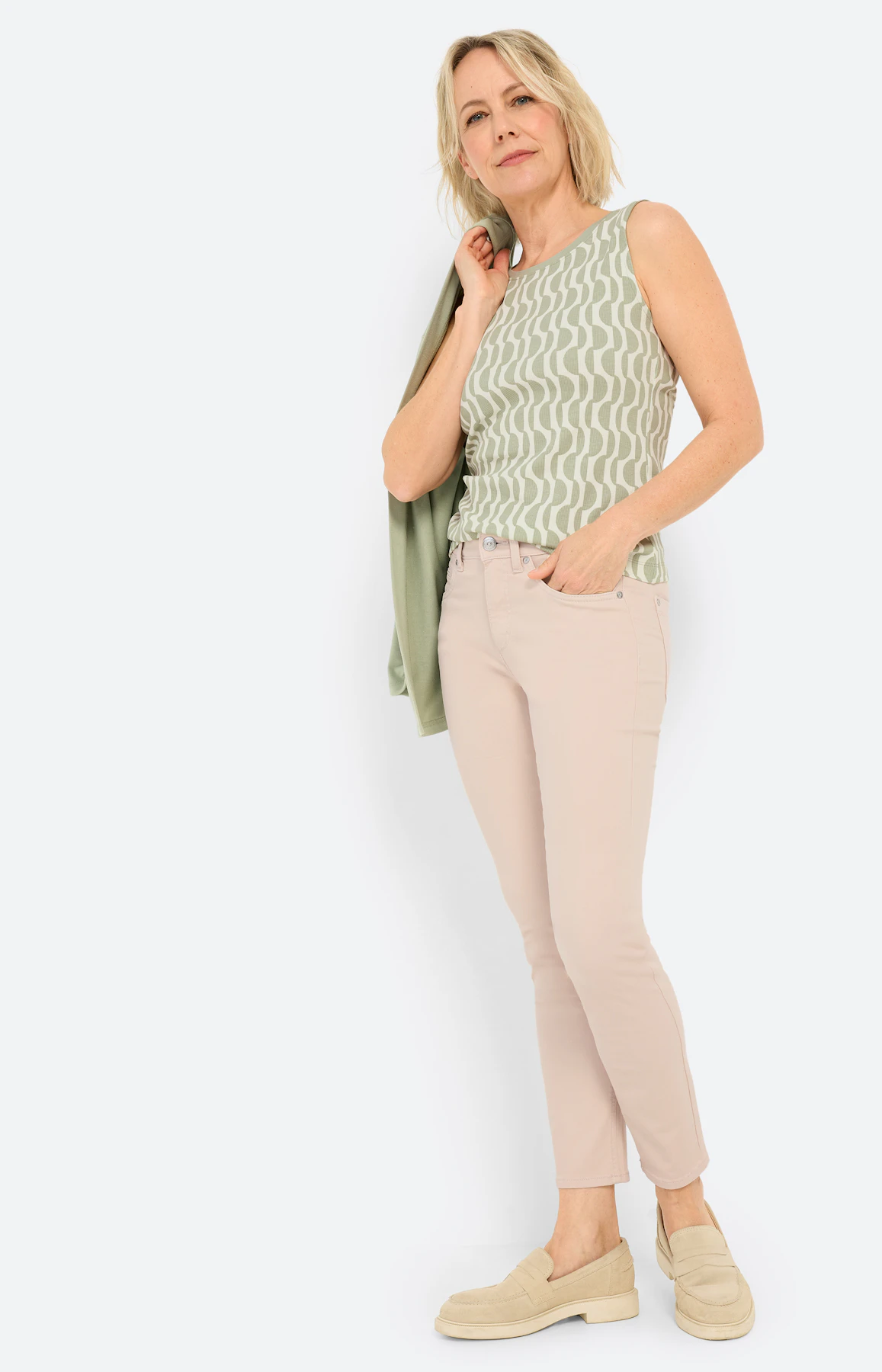 Twinset top, grafisch motief, grasgroen