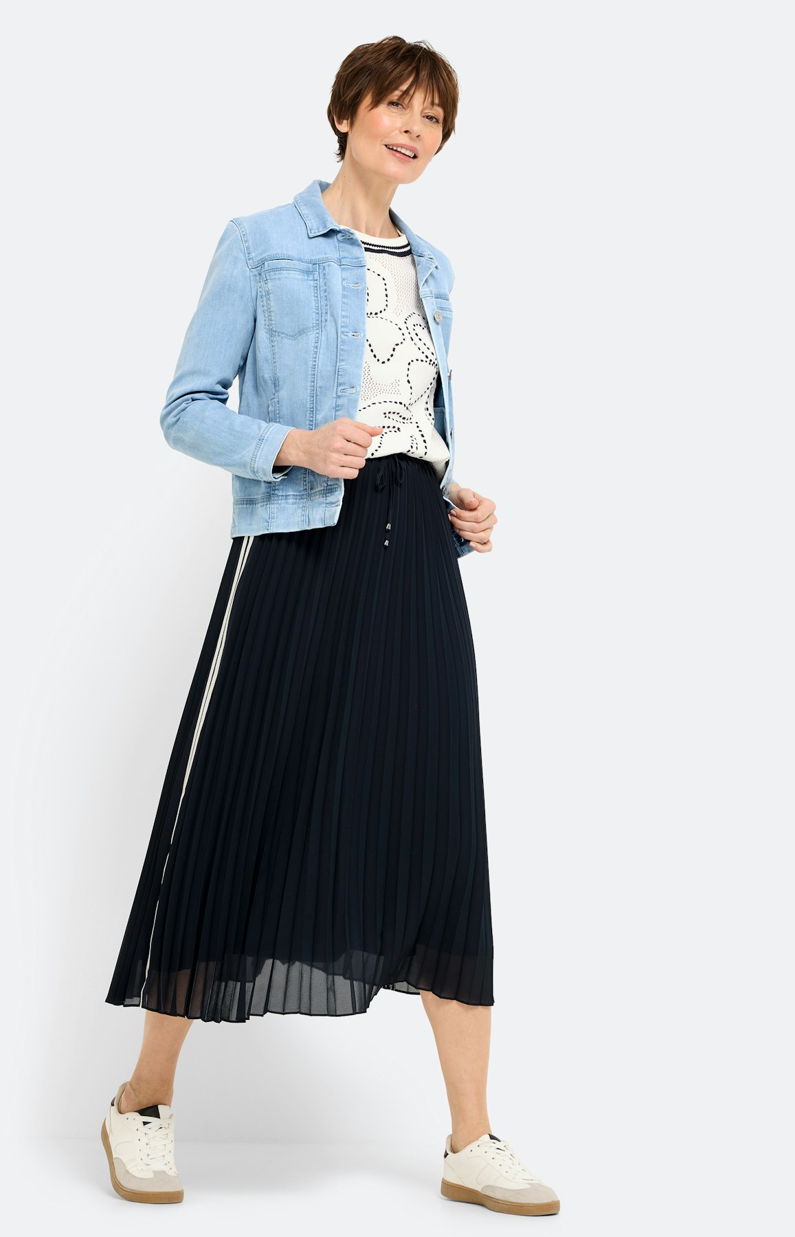 Midirok met plisséplooien, navy