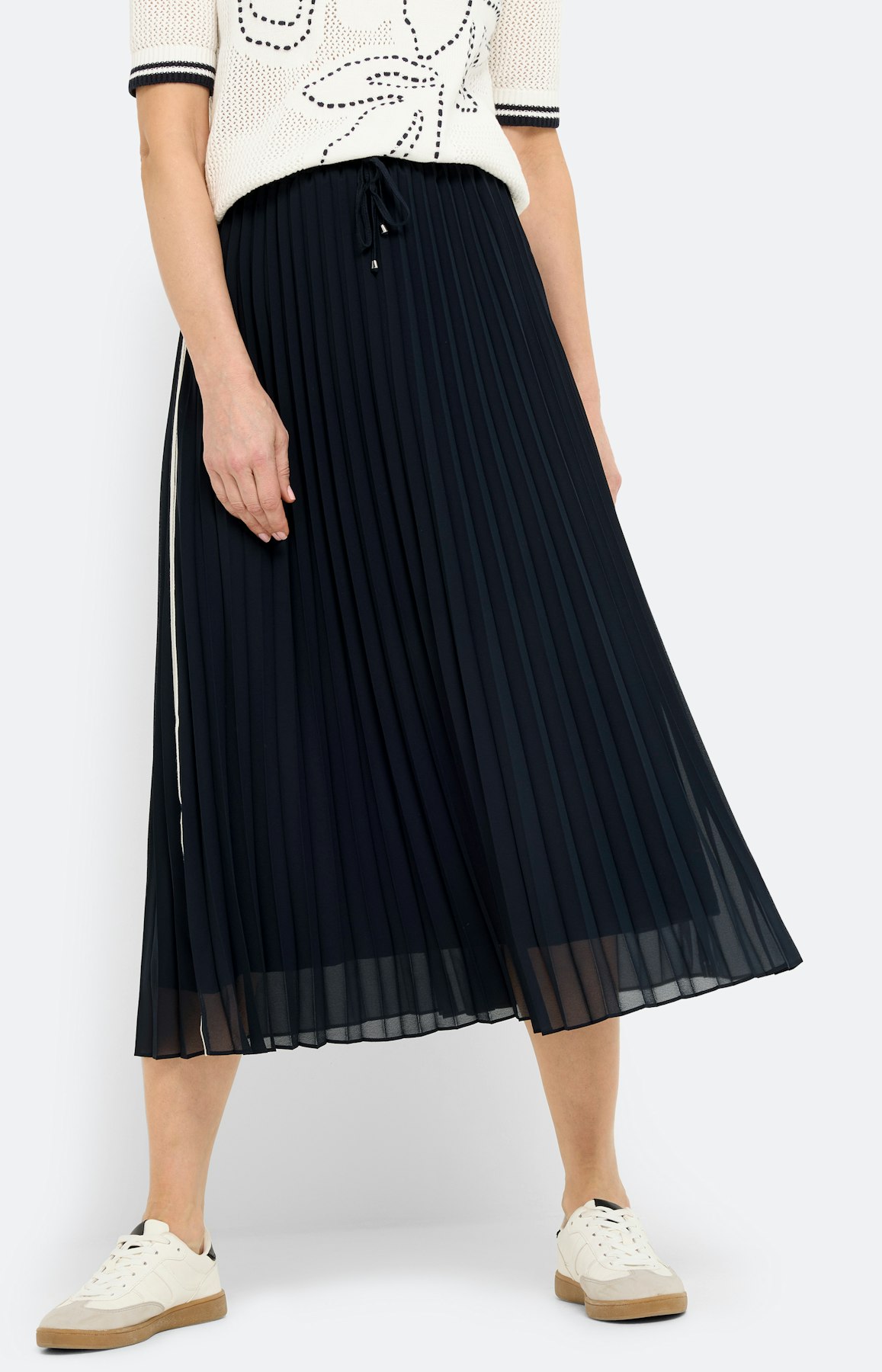 Midirok met plisséplooien, navy