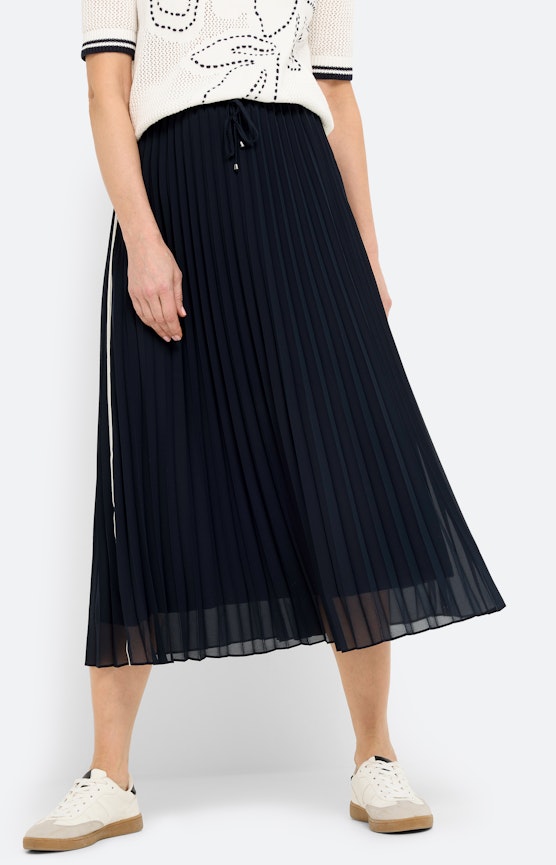 Midirok met plisséplooien, navy