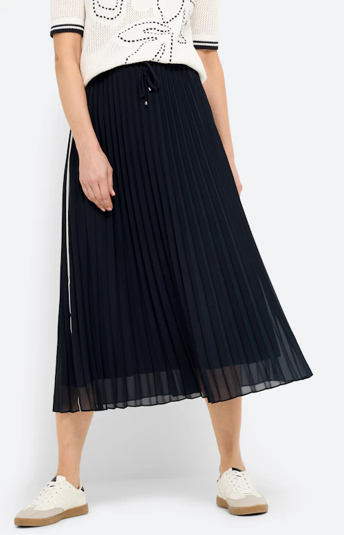 Midirok met plisséplooien, navy