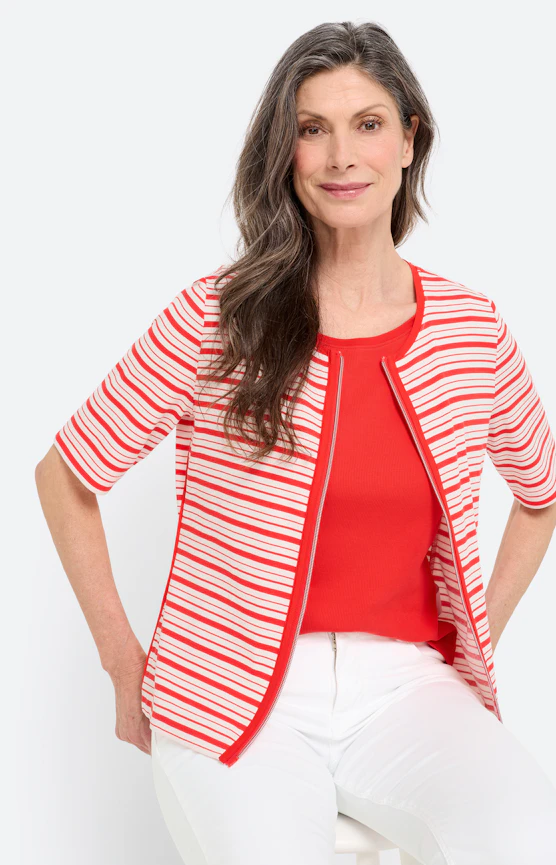 Twinset jas met strepen, rood